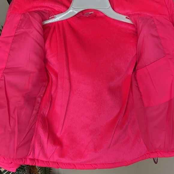 Brand New SO Bright Neon Pink Zip Up Winter Jacket Hooded Puffer Faux Fur Trim - Picture 14 of 15